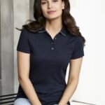 Womens Aston Short Sleeve Polo - Navy/silver Grey