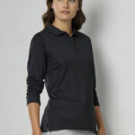 Womens Action Long Sleeve Polo - Black