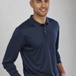 Mens Action Long Sleeve Polo - Navy