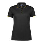 Womens Focus Short Sleeve Polo - Black/gold