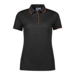 Womens Focus Short Sleeve Polo - Black/orange