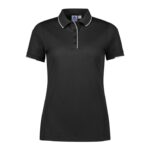 Womens Focus Short Sleeve Polo - Black/white