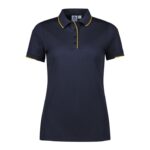 Womens Focus Short Sleeve Polo - Navy/gold