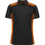 Unisex Grid Short Sleeve Polo - Black/orange