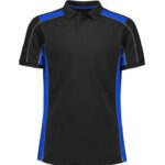 Unisex Grid Short Sleeve Polo - Black/royal