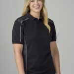 Unisex Grid Short Sleeve Polo - Black/grey