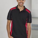 Unisex Grid Short Sleeve Polo - Black/red