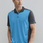Mens Dart Short Sleeve Polo - Grey/cyan