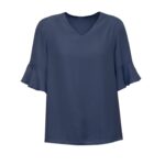 Womens Aria Fluted Sleeve Blouse - Storm Blue