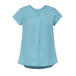 Womens Kayla V-neck Pleat Blouse - Aqua