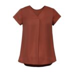 Womens Kayla V-neck Pleat Blouse - Auburn