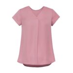 Womens Kayla V-neck Pleat Blouse - Dusty Rose