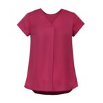 Womens Kayla V-neck Pleat Blouse - Raspberry