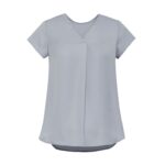 Womens Kayla V-neck Pleat Blouse - Silver