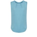 Womens Estelle Sleeveless Pleat Detail Blouse - Aqua