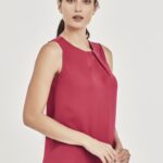 Womens Estelle Sleeveless Pleat Detail Blouse - Raspberry