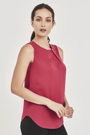 Womens Estelle Sleeveless Pleat Detail Blouse