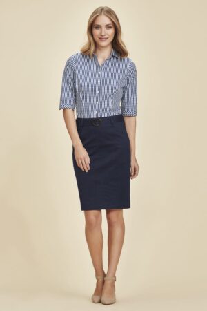 Womens Mid Waist Stretch Chino Skirt
