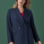 Womens Renew Double Breasted Longline Jacket - Navy Dusk