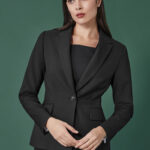 Womens Renew Single Button Mid Length Jacket - Pencil Black