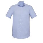 Mens Charlie Classic Fit Short Sleeve Shirt - Blue Chambray