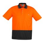 Unisex Hi Vis Basic Short Sleeve Polo - Orange/black