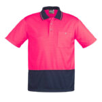 Unisex Hi Vis Basic Short Sleeve Polo - Pink/navy