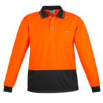 Unisex Hi Vis Basic Long Sleeve Polo - Orange/black