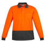 Unisex Hi Vis Basic Long Sleeve Polo - Orange/charcoal