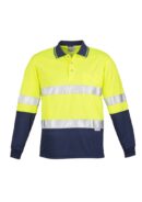 Mens Hi Vis Spliced Long Sleeve Polo - Hoop Taped