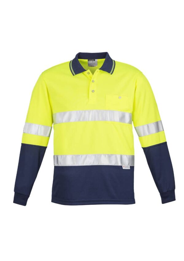 Mens Hi Vis Spliced Long Sleeve Polo - Hoop Taped - Image 4