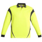 Mens Hi Vis Aztec Long Sleeve Polo - Yellow/charcoal