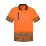 Mens Hi Vis Tracks Short Sleeve Polo - Orange/charcoal