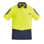 Mens Hi Vis Flux Short Sleeve Polo - Yellow/navy