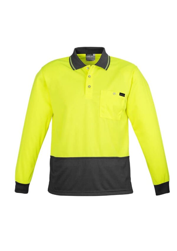 Mens Hi Vis Comfort Back Long Sleeve Polo - Image 23