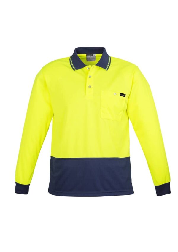 Mens Hi Vis Comfort Back Long Sleeve Polo - Image 50
