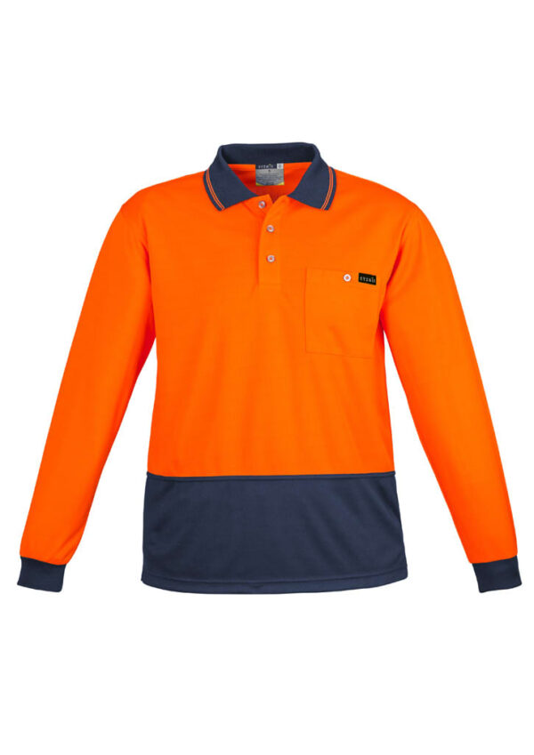 Mens Hi Vis Comfort Back Long Sleeve Polo - Image 2