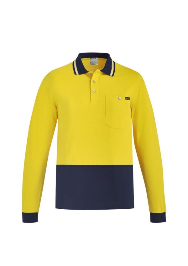 Mens Hi Vis Cotton Long Sleeve Polo - Image 8