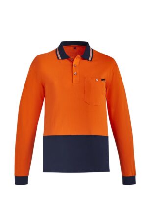 Mens Hi Vis Cotton Long Sleeve Polo