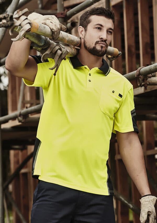 Mens Hi Vis Reinforced Squad Short Sleeve Polo - Image 2