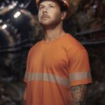 Mens Hi Vis Segmented Tape Cotton Tee Shirt - Orange