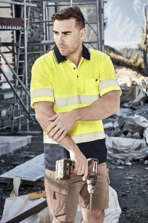 Unisex Hi Vis Segmented Tape Short Sleeve Polo