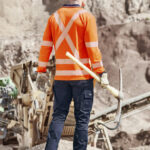Unisex Hi Vis X Back Nsw Rail Long Sleeve Polo - Orange