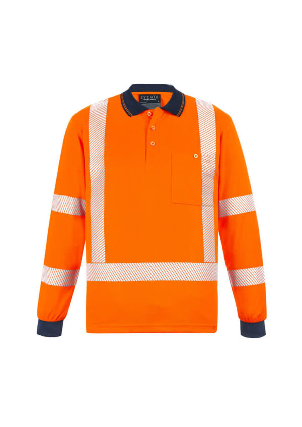 Unisex Hi Vis X Back Nsw Rail Long Sleeve Polo - Image 4