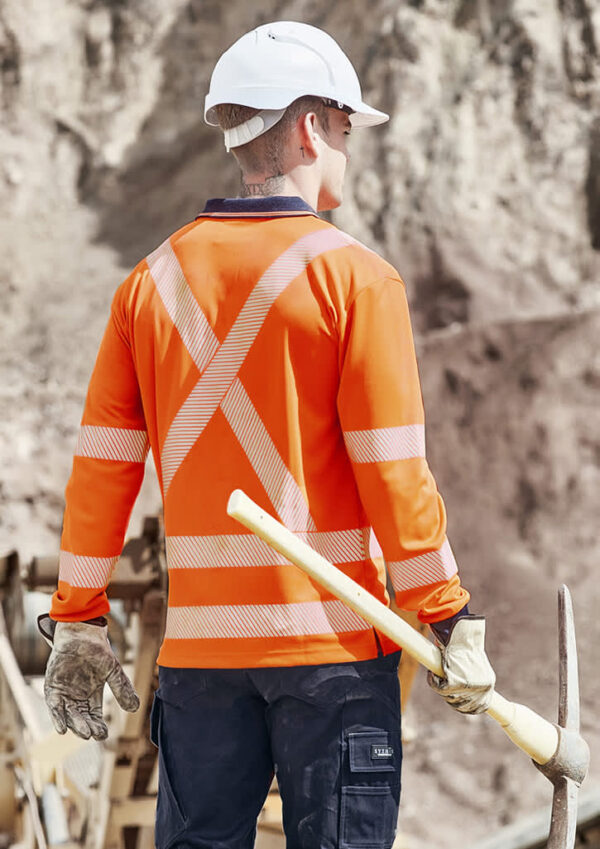 Unisex Hi Vis X Back Nsw Rail Long Sleeve Polo - Image 2