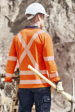 Unisex Hi Vis X Back Nsw Rail Long Sleeve Polo