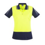 Womens Hi Vis Zone Short Sleeve Polo - Yellow/navy