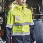 Womens Hi Vis Ultralite Waterproof Jacket - Yellow/navy