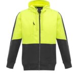 Unisex Hi Vis Full Zip Hoodie - Yellow/charcoal
