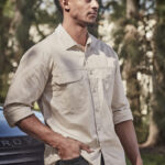 Mens Lightweight Tradie Long Sleeve Shirt - Sand